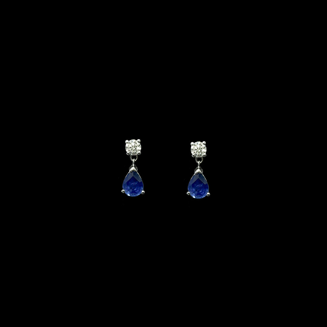 Sapphire and Diamond earrings | Drops | 18ct White Gold