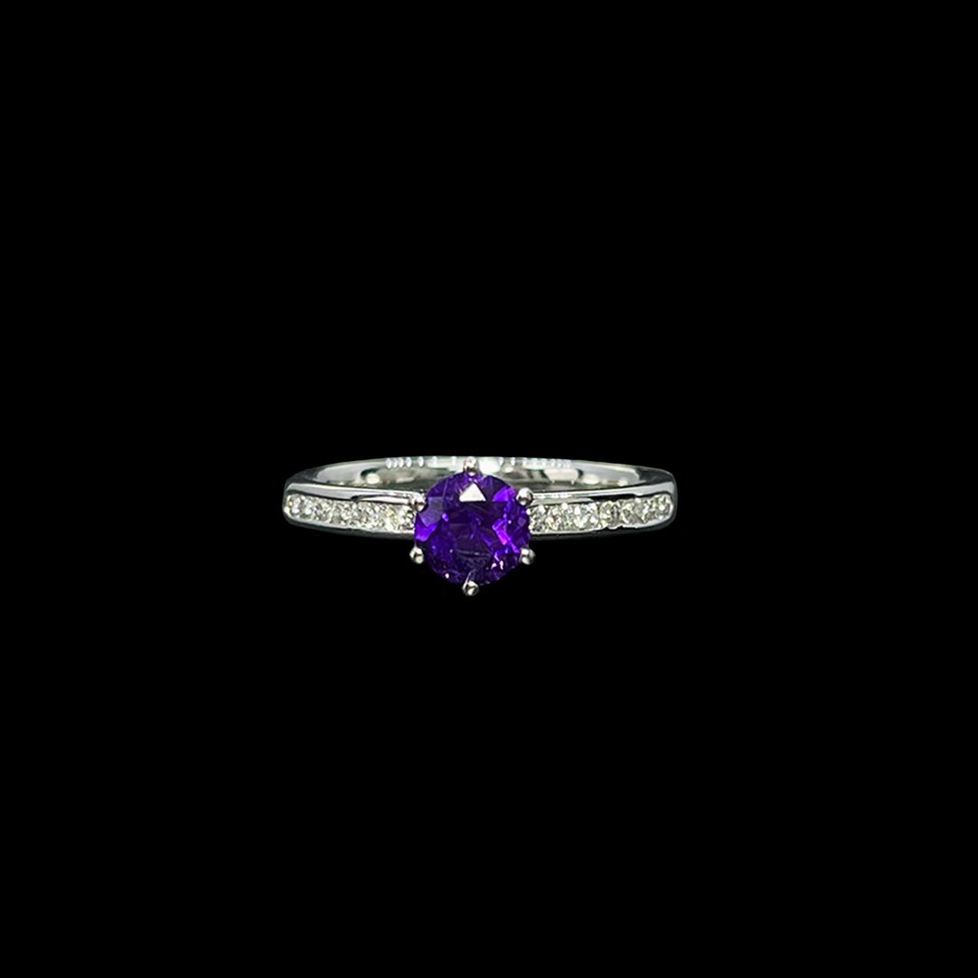 Amethyst ring | Diamond set shoulders | Platinum