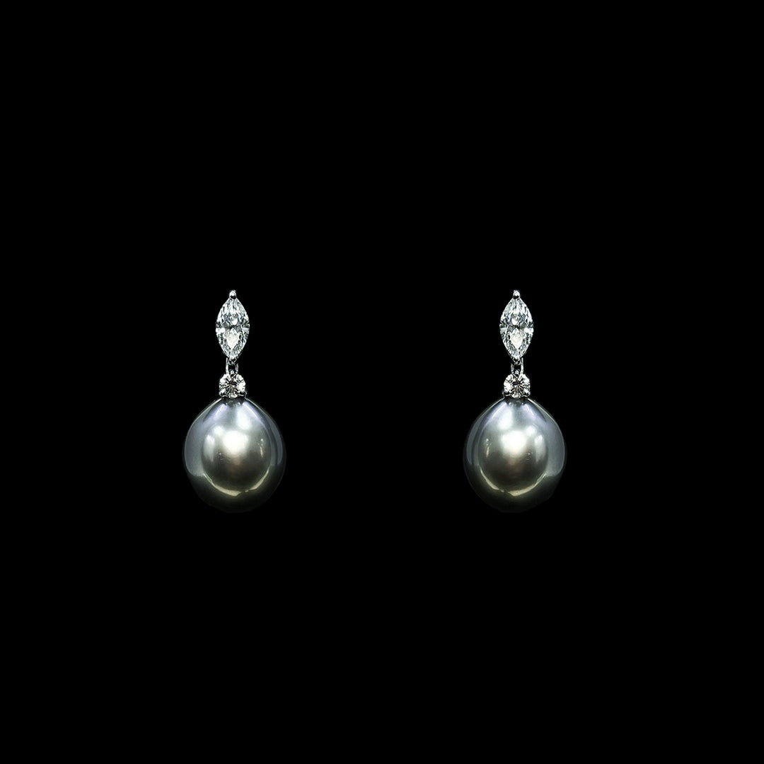 Pearl and Diamond earrings | Tahitian | 18ct White Gold