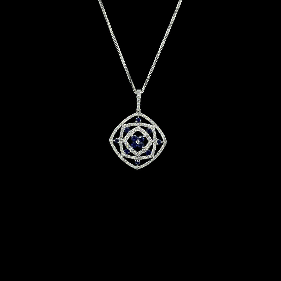Sapphire and Diamond pendant | 18ct White Gold