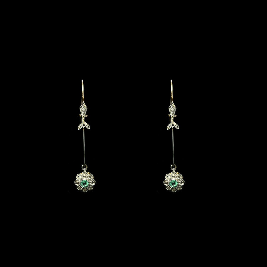 Emerald and Diamond drop earrings | Circa 1900
