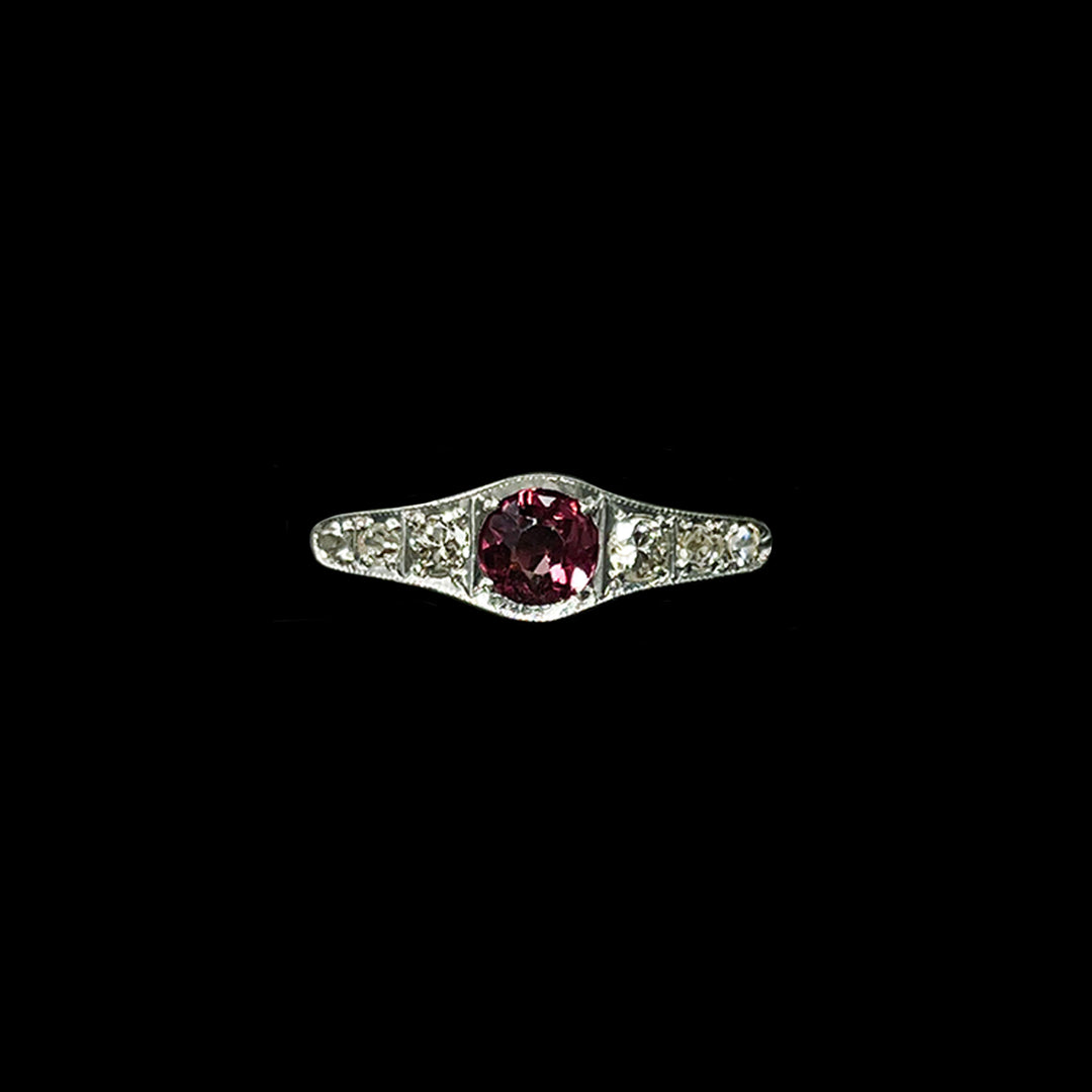 Pink Tourmaline and Diamond ring | Platinum