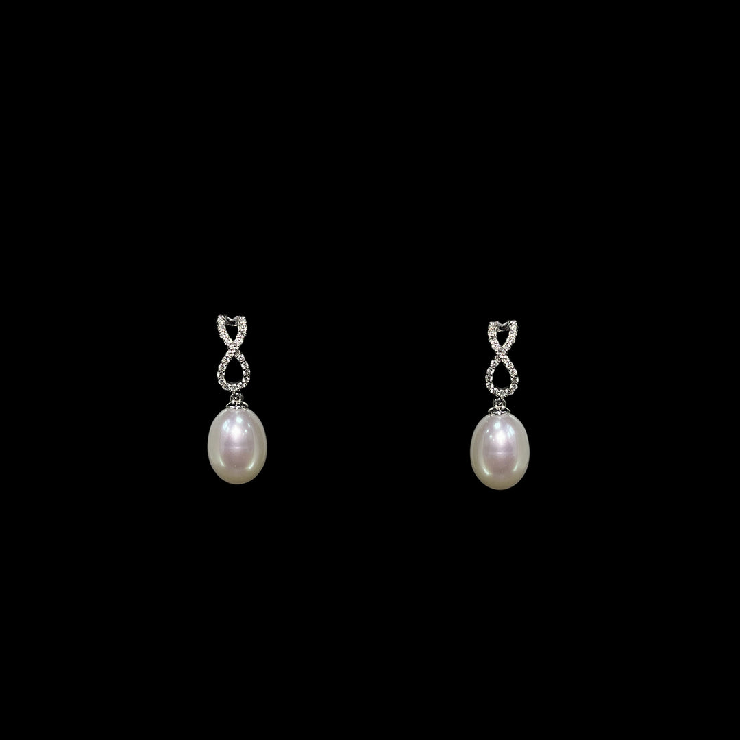 Pearl and Diamond drop earrings | Cultured | 9ct White Gold