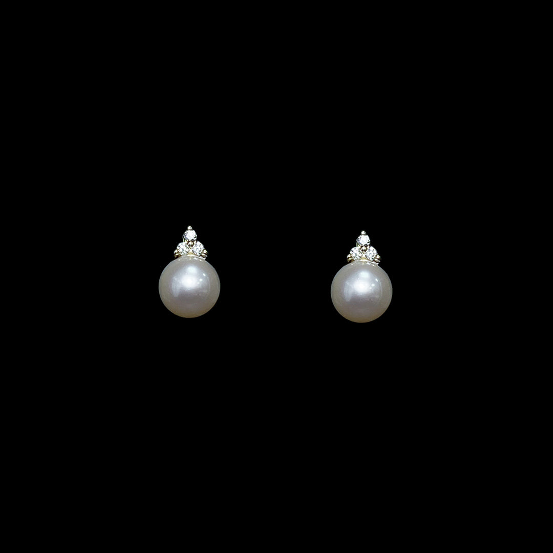 Diamond and Pearl earrings | 18ct Yellow Gold