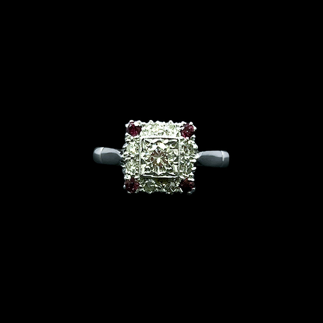 Ruby and Diamond ring | 18ct white gold
