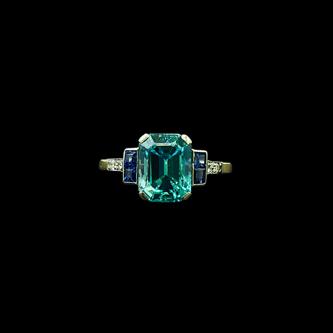 Zircon and sapphire ring | 18ct yellow gold