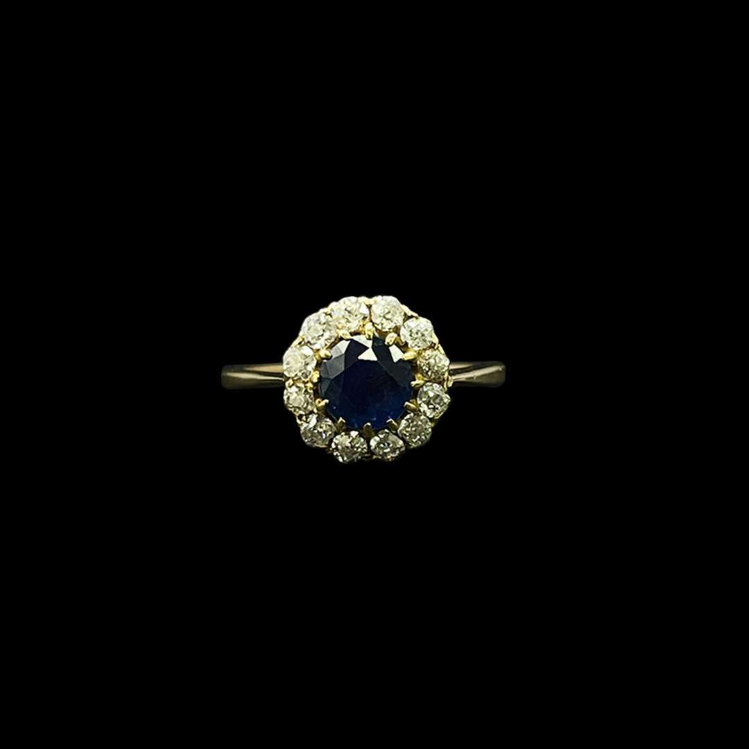 Sapphire and diamond ring | Cluster | 18ct Yellow gold