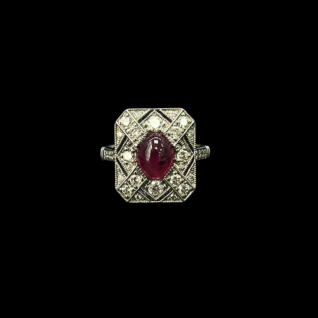 Ruby and diamond ring | Platinum