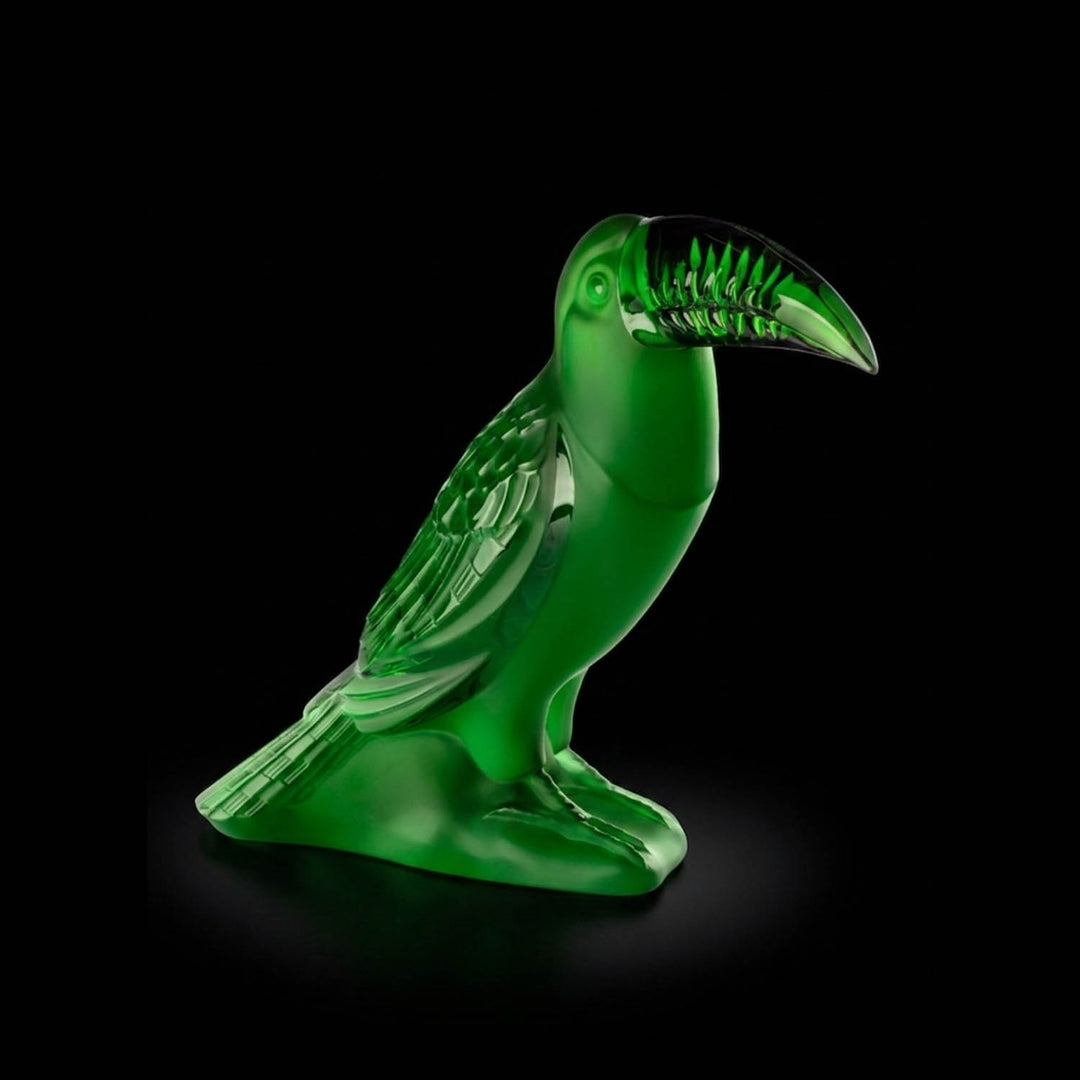 Toucan sculpture | Amazon green crystal | Lalique