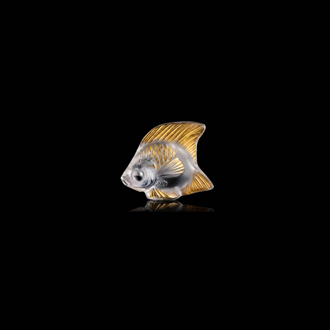 Fish sculpture | Clear and gold stamped crystal | Lalique