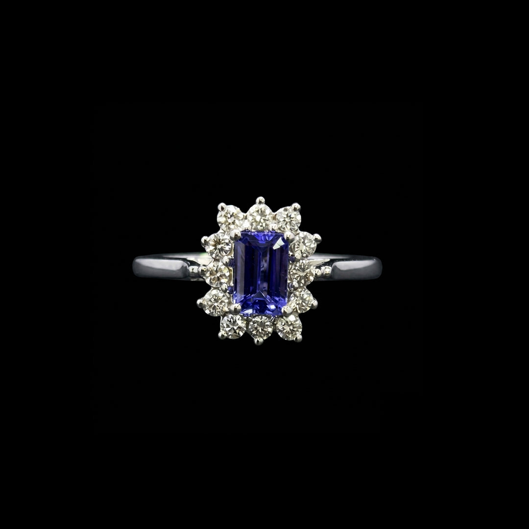 Tanzanite and diamond ring | Cluster | 18ct white gold