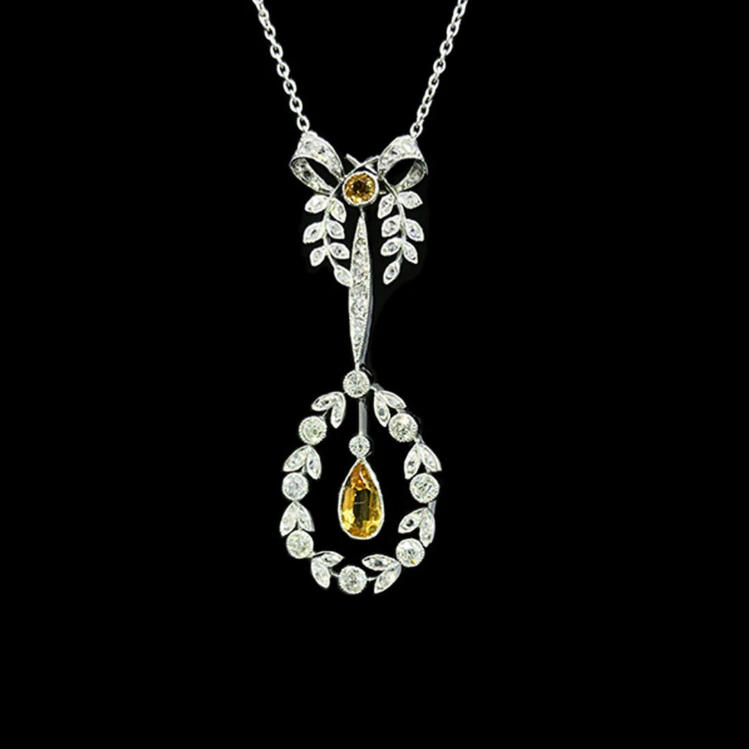 Imperial Topaz and Diamond pendant | Vintage | 18ct White Gold