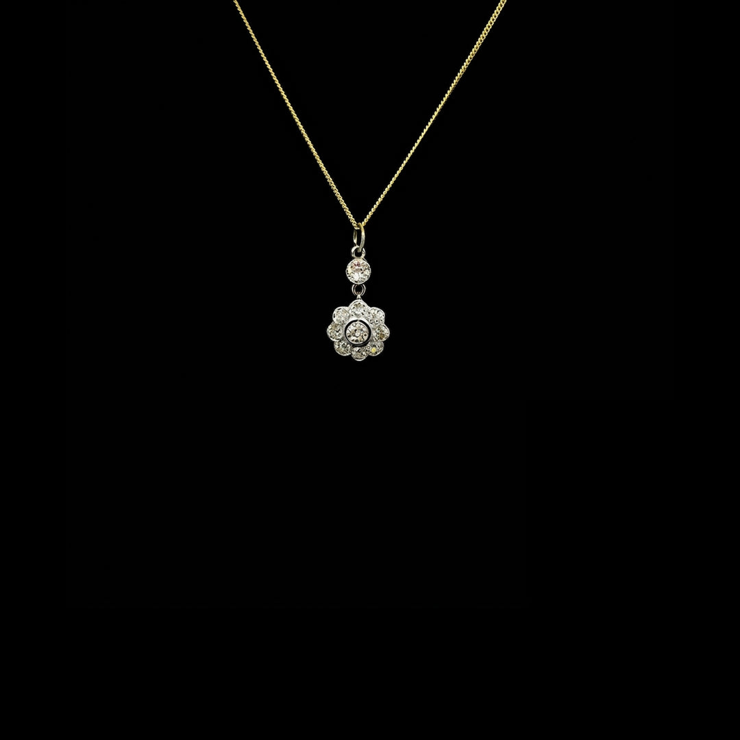 Diamond drop pendant | cluster | Circa 1910