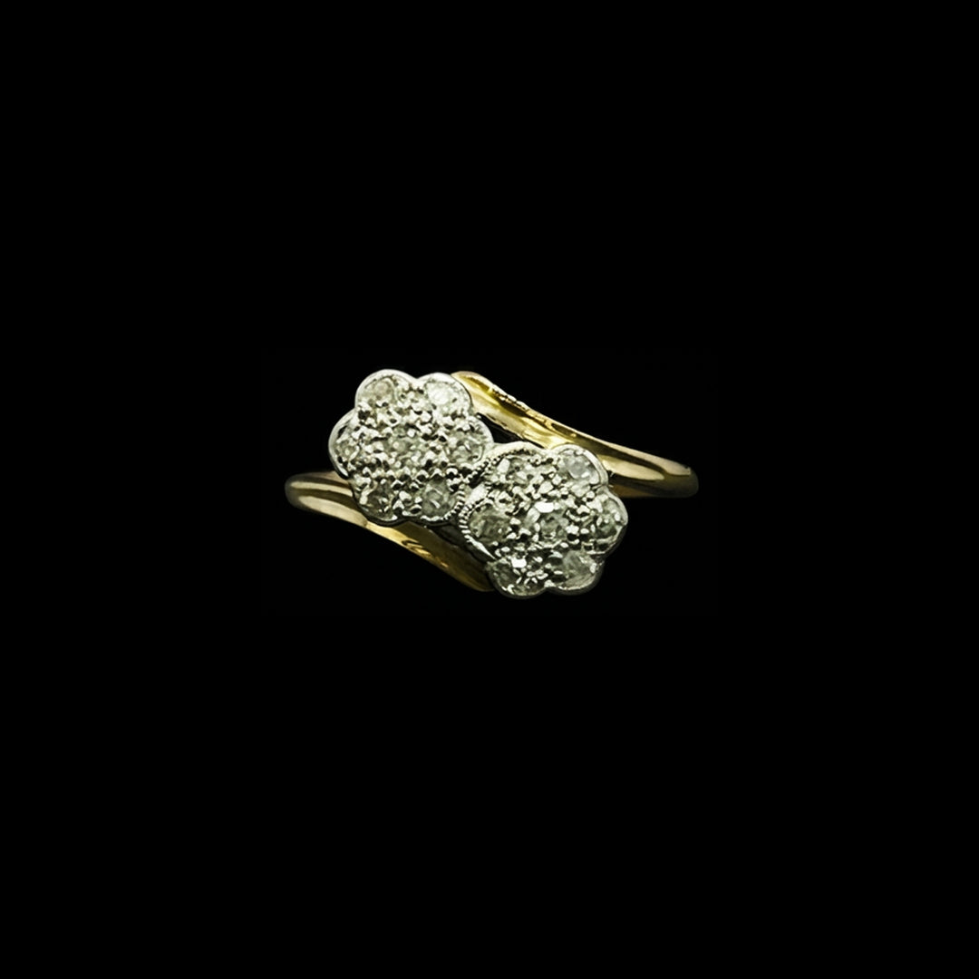 Diamond daisy head double cluster ring | 18ct yellow gold