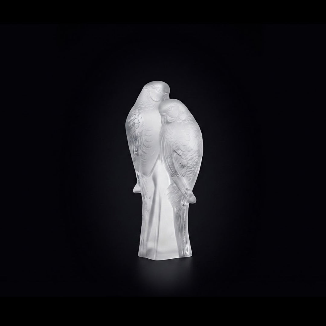2 parakeets sculpture | Clear crystal | Lalique