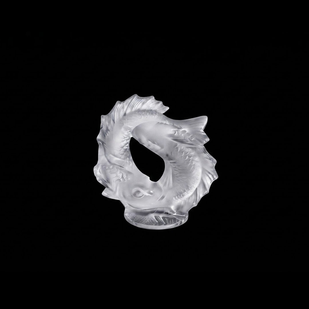 Double fish small sculpture | Clear crystal | Lalique