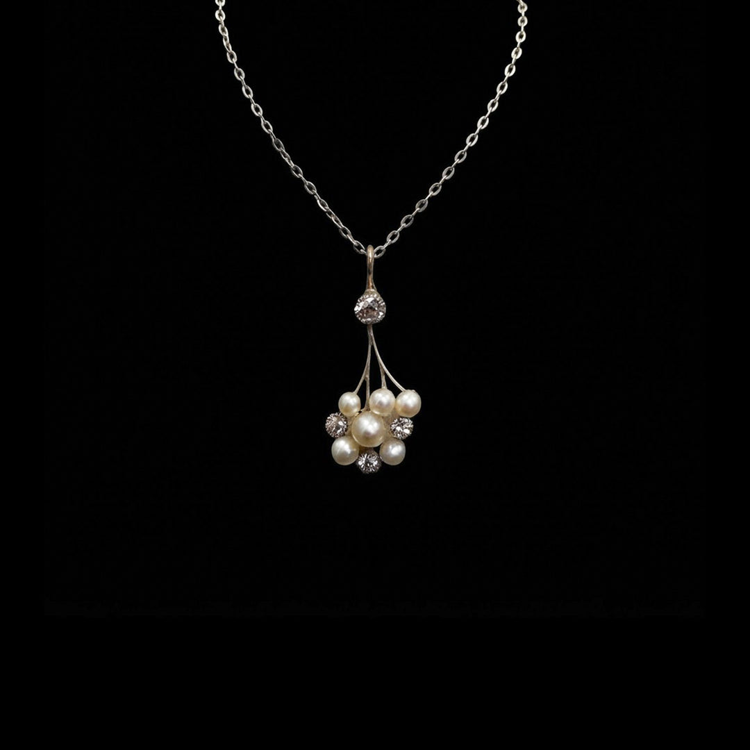 Pearl and diamond pendant | 15ct gold & Platinum