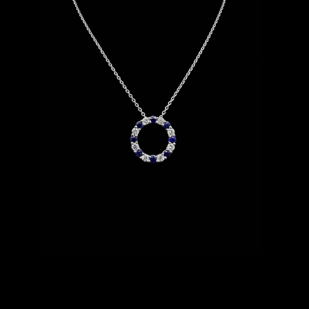 Sapphire and Diamond pendant | 18ct white gold