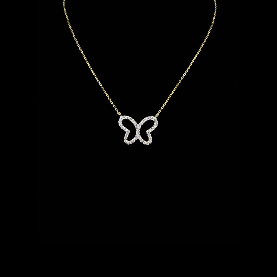 Diamond butterfly pendant | 18ct yellow gold